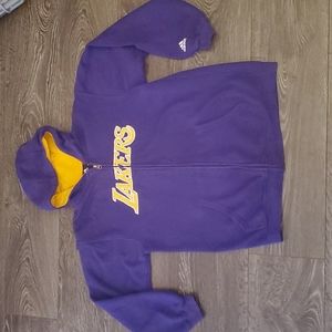 💜 Adidas x Los Angeles LAKERS 💛 Zip Up Hoodie Sweater - Youth Large 14/16